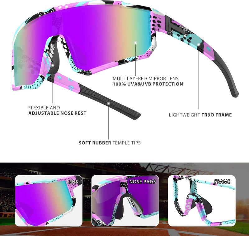 Derowern Youth Baseball Sunglasses, Kids Polarized Sports Sunglasses,UV400 Protection Glasses for Boys Girls Softball Cycling - Image 5